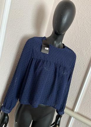 Блуза з довгим рукавом h&m, синя легка блуза italy zara6 фото