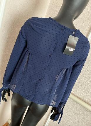 Блуза з довгим рукавом h&m, синя легка блуза italy zara8 фото