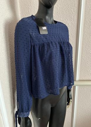 Блуза з довгим рукавом h&m, синя легка блуза italy zara9 фото