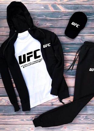 Спортивний костюм ufc кофта + штани + футболка + кепка