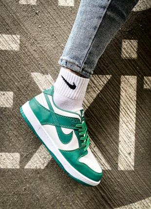 Мужские кожаные кроссовки nike dunk low gs "team/green"#найк