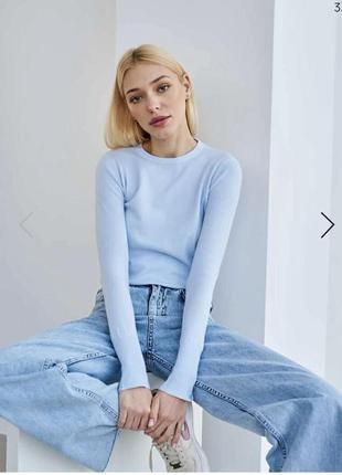 Укороченный пушистый свитерик от zara небесного отдушек 💙1 фото