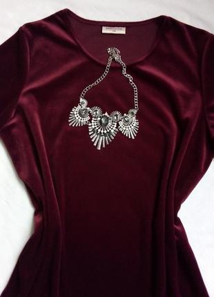 Бархатная велюровая блуза туника цвета марсал bonmarche4 фото