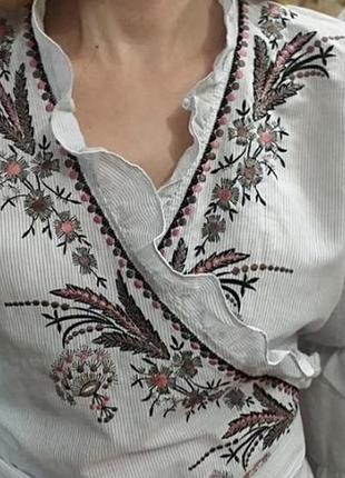 Рубашка блуза вышиваемая на запах4 фото