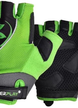 Велоперчатки powerplay 5281 a, green xs