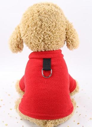 Одежда для собак. стильная кофта собак и котов с кольцом для поводка однотонная красная m1040