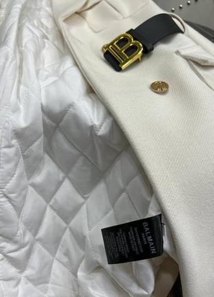 Пальто кашемир в стиле balmain с поясом пиджак классика утепленное длинное молоко5 фото