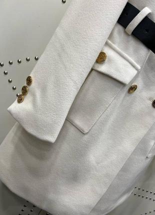 Пальто кашемир в стиле balmain с поясом пиджак классика утепленное длинное молоко6 фото