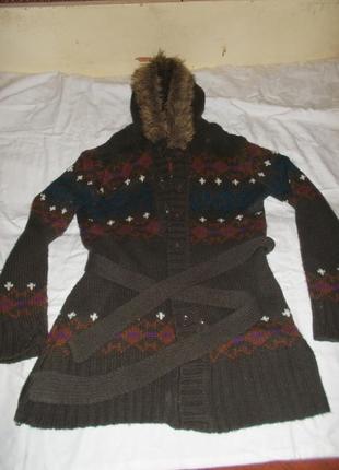 Вязанная кофта-пальто с капюшоном outfit (германия)1 фото