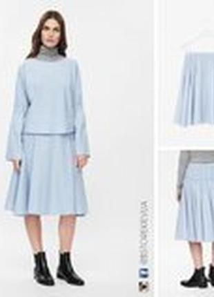 Шикарная пышная юбка-миди из шерсти cos нежно голубого цвета, шерстяная шерстяная юбка8 фото