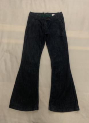 Широкі трендові жіночі джинси кльош dkny темно-сині розмір m