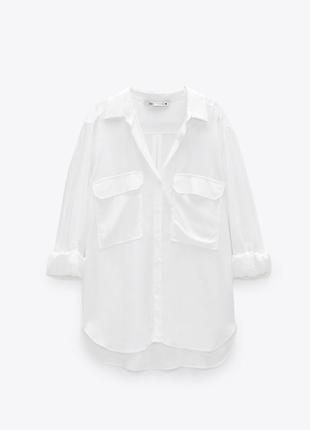 Рубашка zara с двумя накладными карманами4 фото