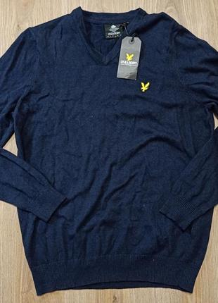 Светер мужской новый lyle scott размер л темно-синий кофта шерстяной лонгслив