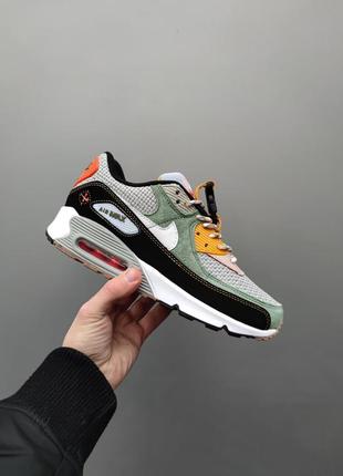 Мужские кожаные демисезонные кроссовки nike air max 90 pps swoosh compass. новая модель 2023. разноцветные