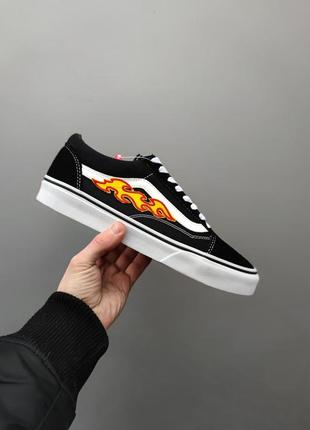 Стильные кеды vans old skool fire. (полум’я 🔥) унисекс размеры 36-45. цвет черный с белым1 фото