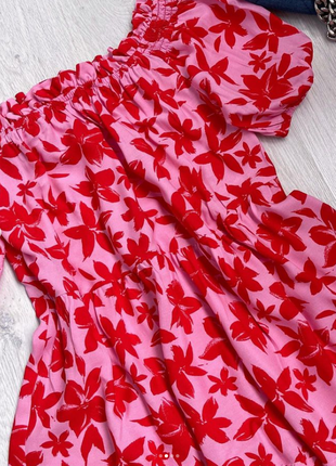 Яркое натуральное ярусное платье миди оверсайз george4 фото