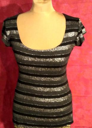 : кофточка-туника серая с серебристыми полосками clockhouse.