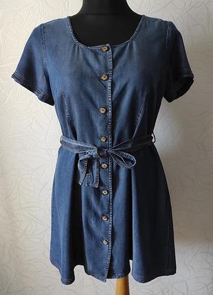 Тонкое легкое джинсовое платье-халат