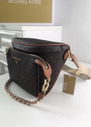 Жіноча сумка michael kors slater brown коричнева / кросс боді / подарунок на 8 березня2 фото