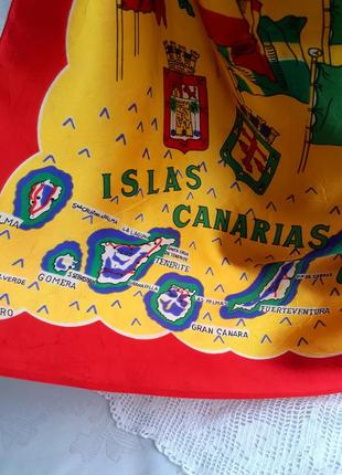 Islas canarias💃 ацетатный шелк географический принт канарские острова испания винтажный платок каре атлас3 фото