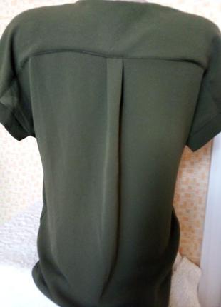 Блуза кольору хакі стильна лаконічна8 фото