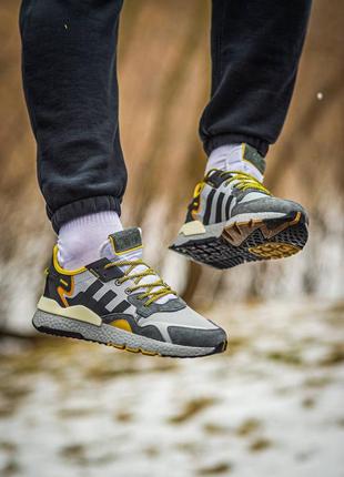 Кросівки adidas nite jogger boost core black yellow dark grey2 фото