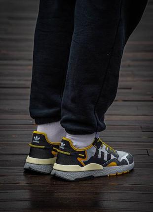 Кросівки adidas nite jogger boost core black yellow dark grey8 фото