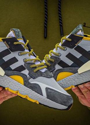 Кросівки adidas nite jogger boost core black yellow dark grey10 фото