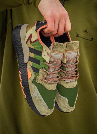 Кроссовки adidas nite jogger boost core black orange dark green7 фото