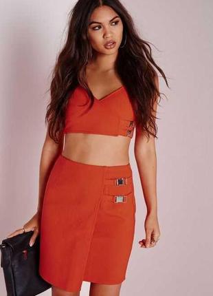 Яскрава помаранчева міні-спідниця з замочками missguided uk 6