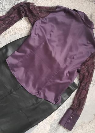 Стильная блузка насыщенного фиолетового цвета8 фото
