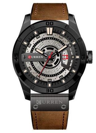 Чоловічий годинник curren 8301 black-light brown оригінал наручний класичний водостійкий