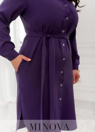 Привлекательное платье-рубашка фиолетового цвета с отложным воротником, больших размеров от 46 до 682 фото
