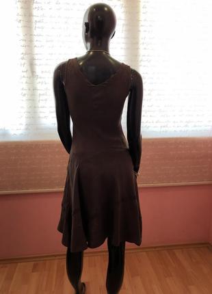 Платье лен, в красивом шоколадном цвете, размер xs-s бренд benetton, италия3 фото