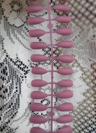 Накладні нігті рожеві матові, 24 шт набір накладних нігтів2 фото