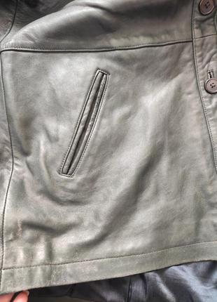 Стильна куртка блейзер тренч із натуральної шкіри8 фото