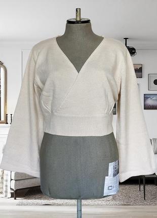 Пуловер кроп з широкими рукавами shein