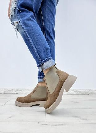 Супер стильные замшевые женские ботинки челси "monaco" деми / зима в наличии и под отшив💙💛🏆3 фото