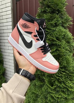 Кроссовки nike air jordan 1 retro white black pink