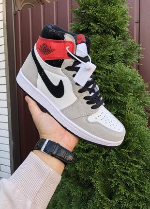 Кросівки nike air jordan 1 retro grey black red