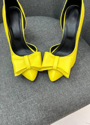 Желтые туфли на утонченной шпильке натуральная кожа3 фото