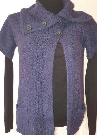 Реглан кардиган жилетка свитер з відворотом коміра маленький рукав4 фото