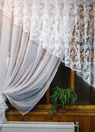 Фіранка коротка готова анжеліка біла вензель ліва