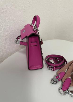 Рожева сумка kelly mini pink срібло5 фото