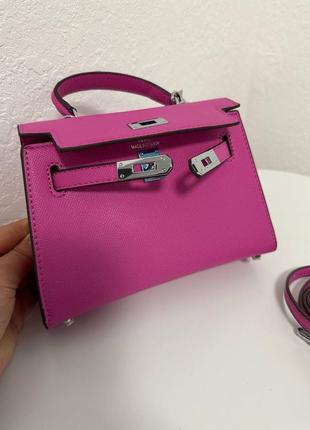 Рожева сумка kelly mini pink срібло3 фото