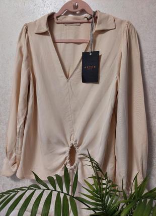 Бежевая блуза с длинным рукавом aster турция ( размер 38)1 фото