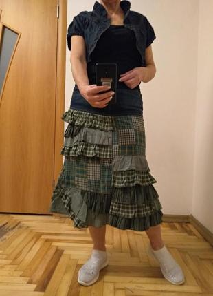 Джинсовая юбка комбинированная тканью, комплект. размер 1410 фото