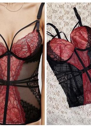 Ann summers, сетевой черно-красный корсет, 14р.