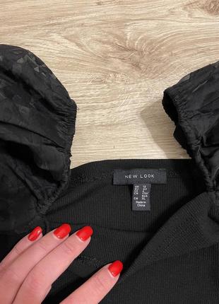 Блузка с прозрачными рукавами фонариками кофта черная женская2 фото