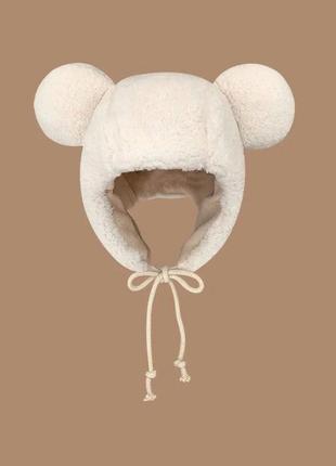Шапка-ушанка медведь с ушками (панда, мишка, тедди, капюшон) с завязками, унисекс wuke one size4 фото